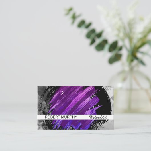 Kunstmatig Paars geborsteld | Penseel Visitekaartje (Staand voorkant)