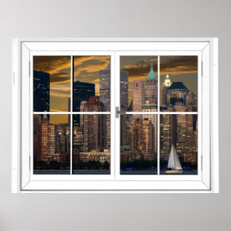 Kunstmatig raamuitzicht New York City Poster