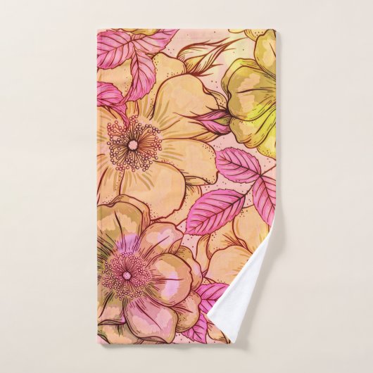 Kunstmatig Victoriaans Roze Tone Floral Pattern Bad Handdoek (Handdoek)