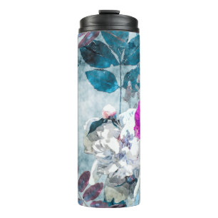 kunstmatig waterverf kleurrijke florale naadloze thermosbeker