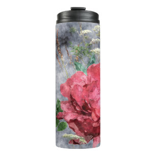 kunstmatig waterverf kleurrijke florale naadloze thermosbeker