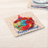 Kunstmatig wereldbol ornament, verf, waterverf kartonnen onderzetters (Gebogen)