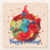 Kunstmatig wereldbol ornament, verf, waterverf kartonnen onderzetters (Voorkant)