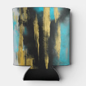 Kunstmatige Abstracte kunst in Turquoise, Gold en  Blikjeskoeler (Achterkant)