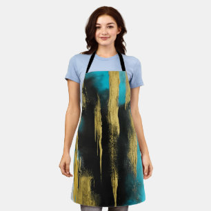 Kunstmatige Abstracte kunst in Turquoise, Gold en Schort