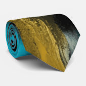 Kunstmatige Abstracte kunst in Turquoise, Gold en  Stropdas (Opgerold)