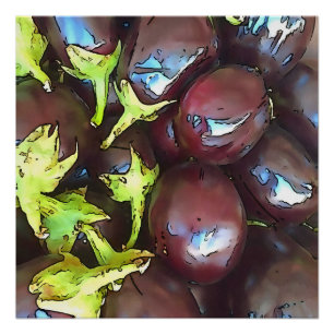 Kunstmatige Aubergines Black Outline Art Perfect Poster