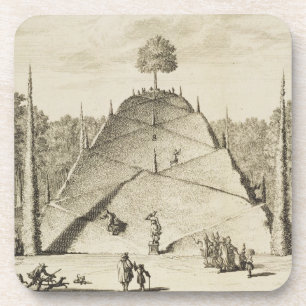 Kunstmatige berg Parnassus, gegraveerd door Johann Drankjes Onderzetter