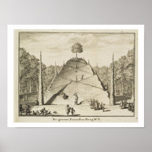 Kunstmatige berg Parnassus, gegraveerd door Johann Poster