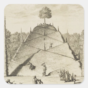 Kunstmatige berg Parnassus, gegraveerd door Johann Vierkante Sticker