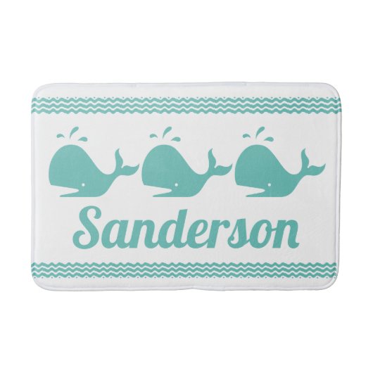Kunstmatige Blauwgroen blauwe walvis en golven Bla Badmat (Voorkant)