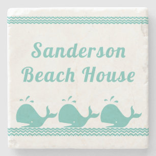 Kunstmatige Blauwgroen blauwe walvis en golven Bla Stenen Onderzetter