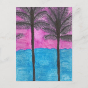 Kunstmatige Briefkaart Waterverf Palm Trees