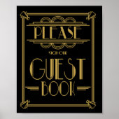 Kunstmatige deco Gatsby Guest Book Print van 20 ja (Voorkant)
