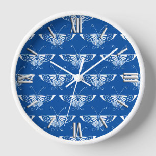 Kunstmatige deco-vlinder, kobalt blauw en wit