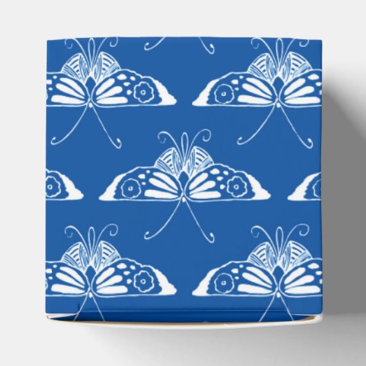 Kunstmatige deco-vlinder, kobalt blauw en wit bedankdoosjes (Bovenkant)