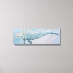 Kunstmatige dierlijke Waterverf Blauwe walvis Canvas Afdruk