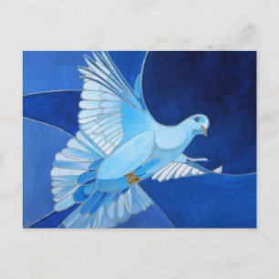 Kunstmatige duif omtrek kunst in Cerulean Blue Briefkaart