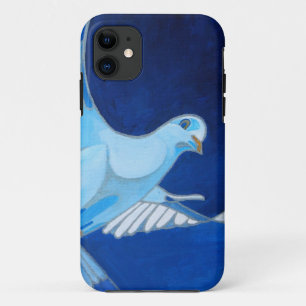 Kunstmatige duif omtrek kunst in Cerulean Blue iPhone 11 Hoesje