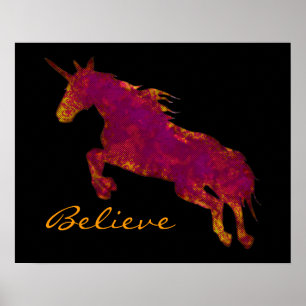 Kunstmatige gekleurde unicorn met geloofstekst poster