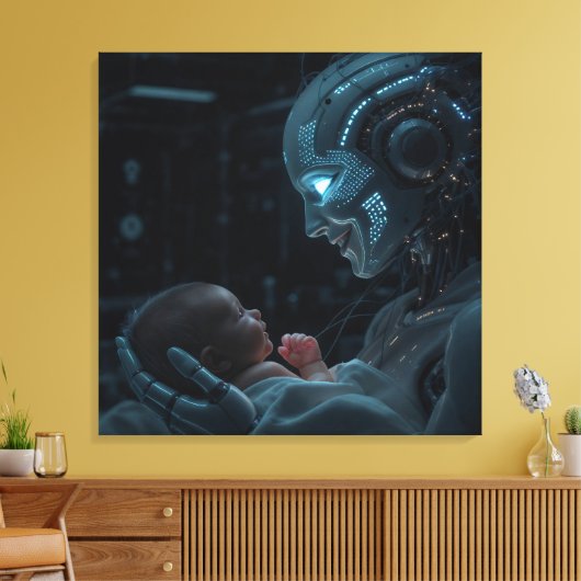 Kunstmatige gratie - moederschapsrobot en Baby Canvas Afdruk (Insitu (Woonkamer))