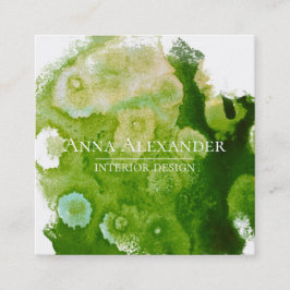 Kunstmatige groene Abstracte Waterverf Vierkante Visitekaartje