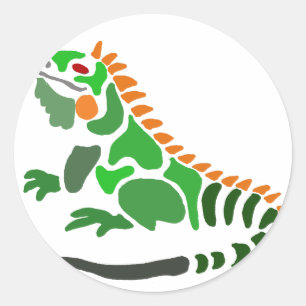 Kunstmatige groene Iguana Kunst Origineel Ronde Sticker