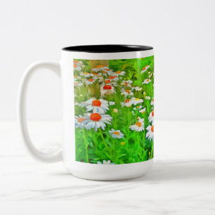 Kunstmatige heldere en kleurrijke Pop Art Daisies Tweekleurige Koffiemok