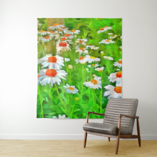 Kunstmatige heldere en kleurrijke Pop Art Daisies Wandkleed