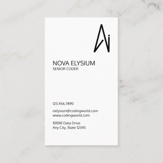 Kunstmatige Intelligence Coder Visitekaartje (Achterkant)