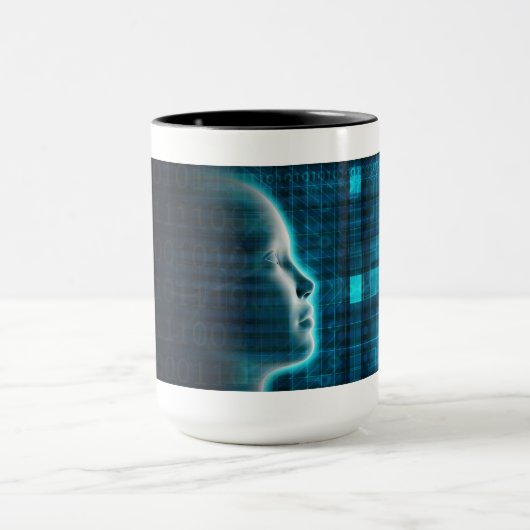 Kunstmatige intelligentie evolutie met digitaal mok (Midden)