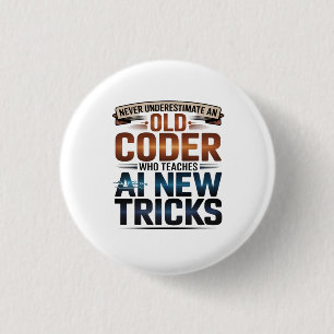 Kunstmatige Intelligentie Oude Coder Ontwerp Ronde Button 3,2 Cm