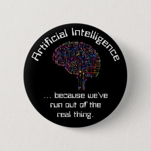 Kunstmatige intelligentie vs Real Thing Ronde Button 5,7 Cm