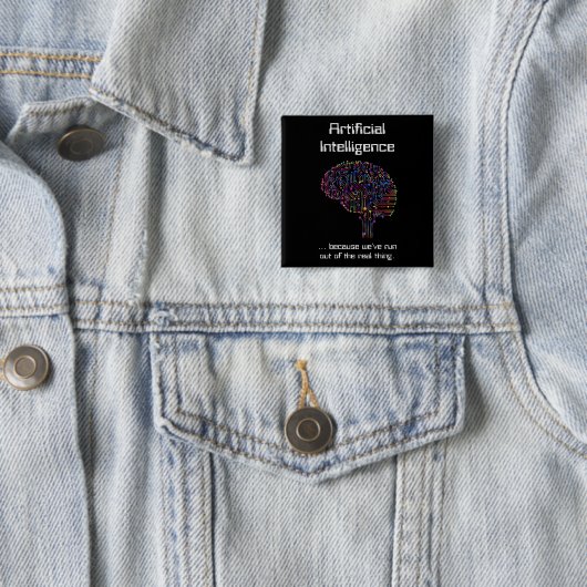 Kunstmatige intelligentie vs Real Thing Vierkante Button 5,1 Cm (In situ)