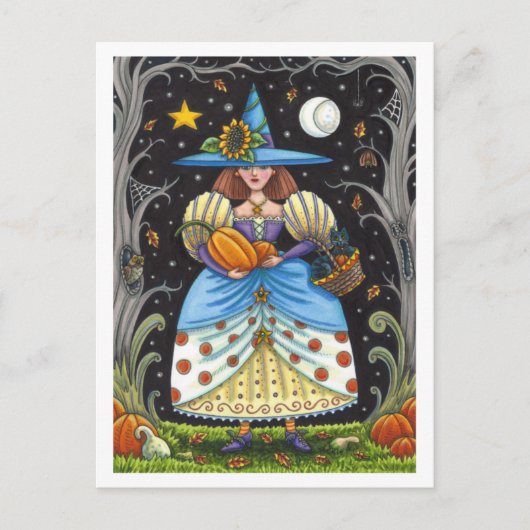 KUNSTMATIGE KUNST IN SPOOKY-BOSSEN, ZWARTE KAT EN FEESTDAGENKAART (Voorkant)