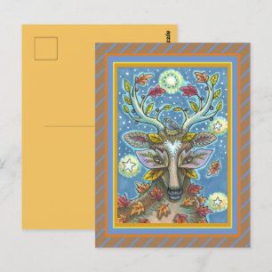 KUNSTMATIGE KUNSTSTROOM IN AUTUMN FOREST, BIRD NES BRIEFKAART