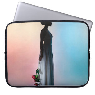 Kunstmatige mode studio foto van prachtige elegant laptop sleeve