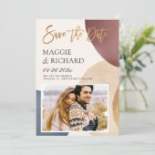 Kunstmatige, moderne Abstracte vorm goudpenseel Save The Date (Staand voorkant)