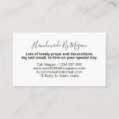 Kunstmatige of zijderige bloemkool visitekaartje (Achterkant)