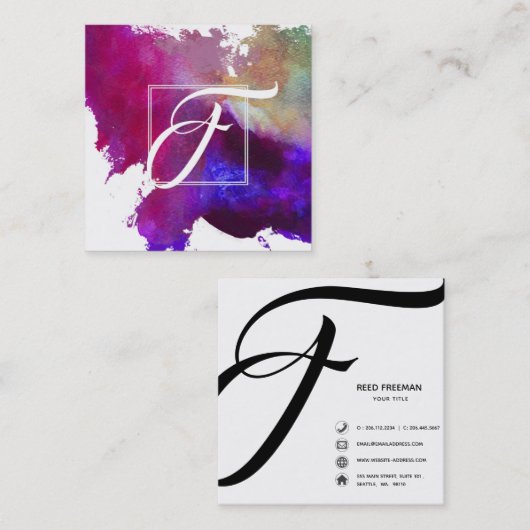 Kunstmatige roze Abstracte Waterverf Vierkante Visitekaartje (Voorkant / Achterkant)