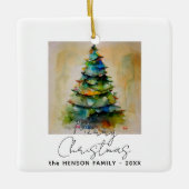 Kunstmatige tekening van de kerstboom met feesteli keramisch ornament (Voorkant)