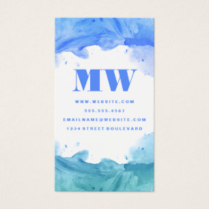 Kunstmatige Waterverf Blauwe Groene Visitekaartje