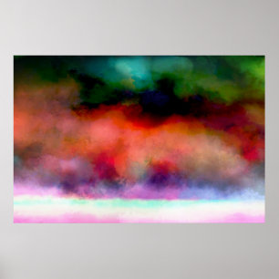 Kunstmatige Waterverf Landschap Clouds en Zee Poster