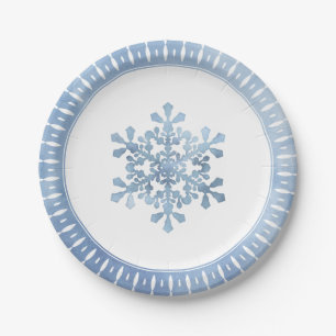 Kunstmatige Waterverf Snowflake Blue Kerstmis Papieren Bordje