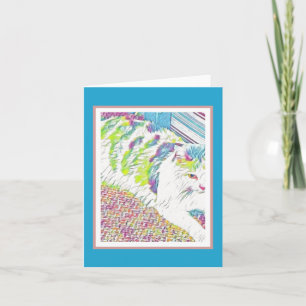 Kunstmatige  Witte Kat Illustratie Kaart