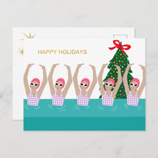 Kunstmatige zwemmers Illustratie kerstfeestdag Briefkaart (Voorkant / Achterkant)