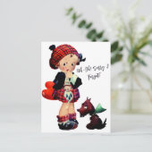 kunstmeisje Rood Gepland Hart Dog | Briefkaart (Staand voorkant)