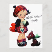 kunstmeisje Rood Gepland Hart Dog | Briefkaart (Voorkant)