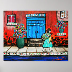KUNSTMEXICAANSE DEUR SCHUIVEN POSTER