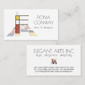 Kunstmonogram met neoplasticisme. Brief F Visitekaartje (Voorkant / Achterkant)